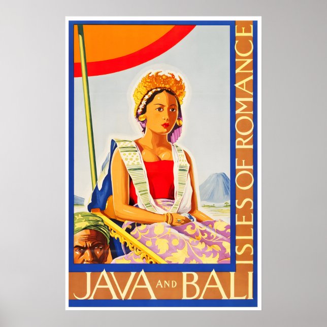 Póster de viaje de arte de Java Bali Turismo Prin (Frente)