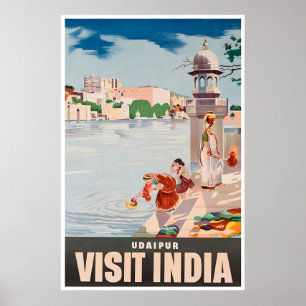 Póster de viaje de arte de la India Udaipur Impres