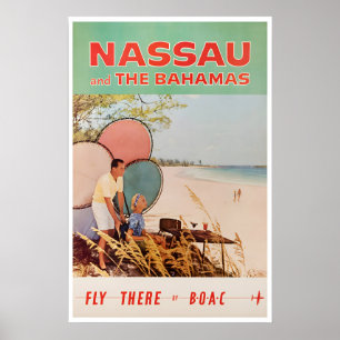 Póster de viaje de arte de Nassau Bahamas Impresió