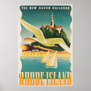 Póster de viaje de arte de Rhode Island Ben Nason 