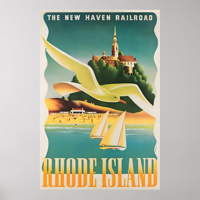 Póster de viaje de arte de Rhode Island Ben Nason  (Frente)