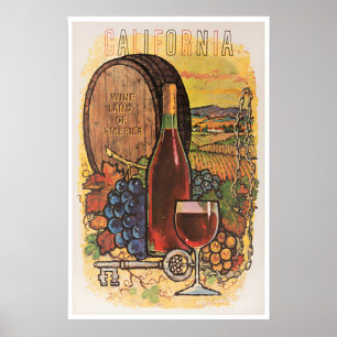 Póster de viaje de arte de vino de California Impr