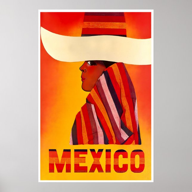 Póster de viaje de arte mexicano Impresión de Méxi (Frente)