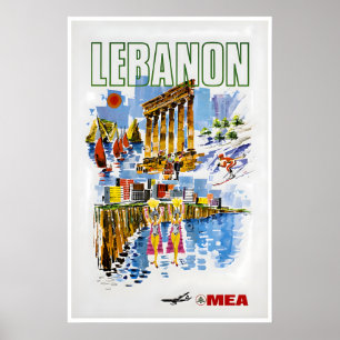 Póster de viaje de arte vintage Líbano Impresión l