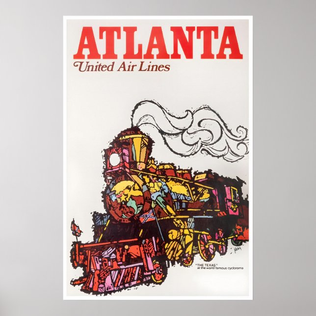 Póster de viaje de Atlanta Impresión de arte ferro (Frente)