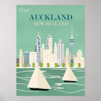 Póster de viaje de Auckland, Nueva Zelanda