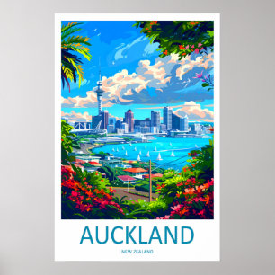 Póster de viaje de Auckland Nueva Zelanda Vintage