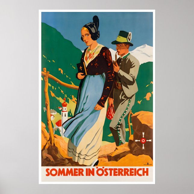 Póster de viaje de Austria Impresión de arte austr (Frente)