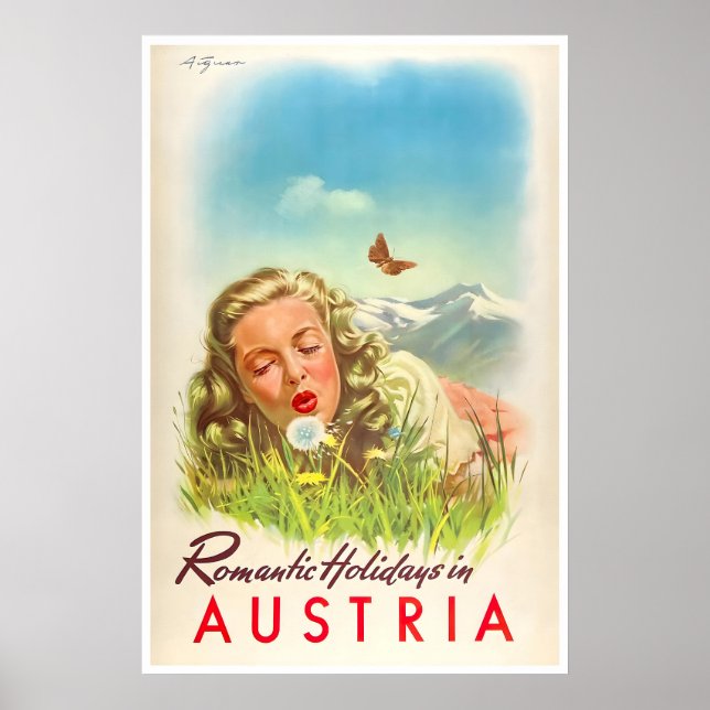 Póster de viaje de Austria Impresión de arte austr (Frente)