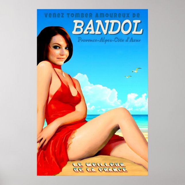 Póster de viaje de Bandol Cote D'Azur Francia (Frente)