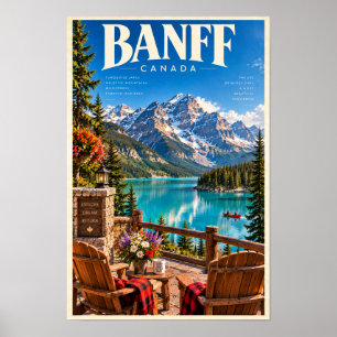 Póster de viaje de Banff Canadá Lago Turquesa Mont