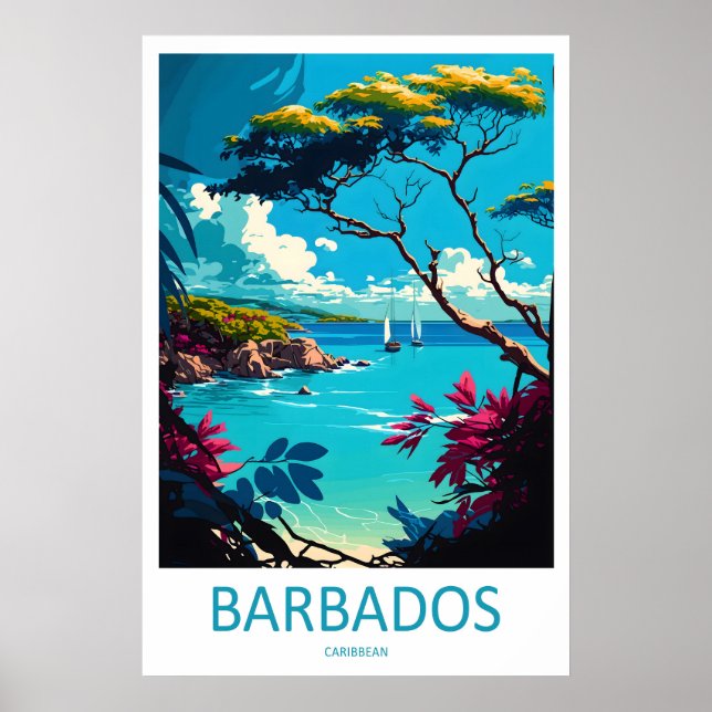 Póster de viaje de Barbados Caribe EE. UU. 1 (Frente)