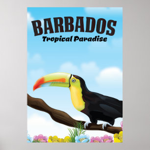 Póster de viaje de Barbados paraíso tropical