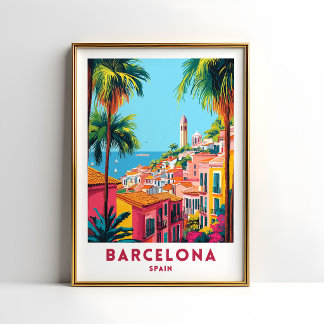 Póster de viaje de Barcelona España Arte de pared