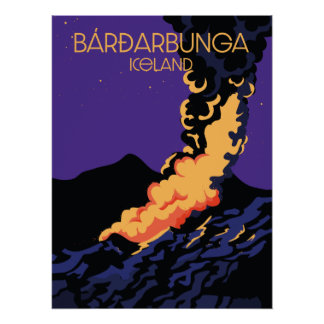 Póster de viaje de Bárðarbunga, Islandia.