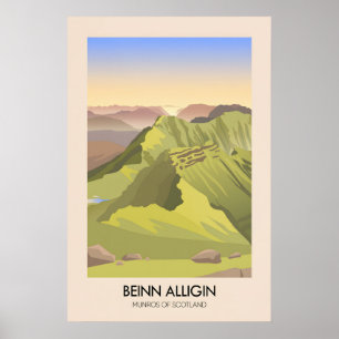 Póster de viaje de Beinn Alligin Munros de Escocia