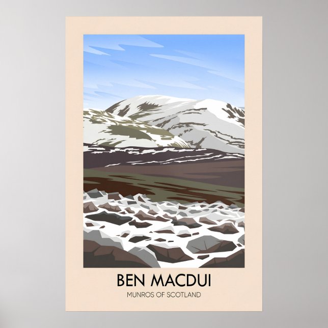 Póster de viaje de Ben Macdui Munros de Escocia (Frente)