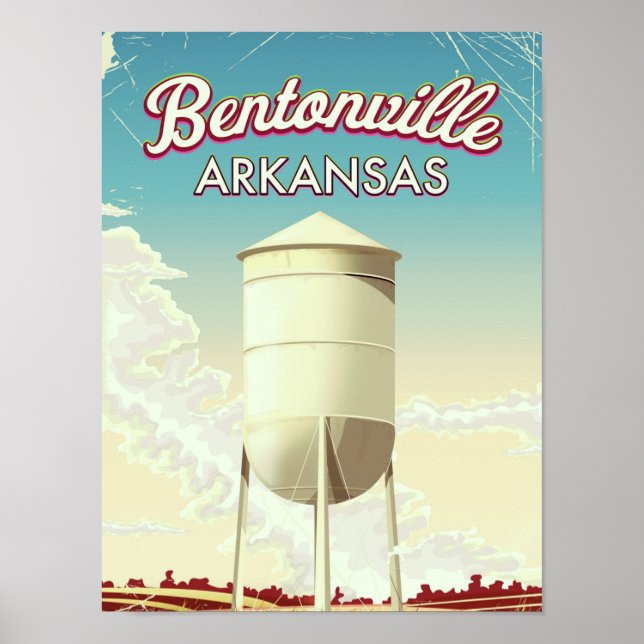 Póster de viaje de Bentonville, Arkansas. (Frente)