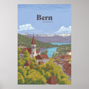 Póster de viaje de Berna Suiza