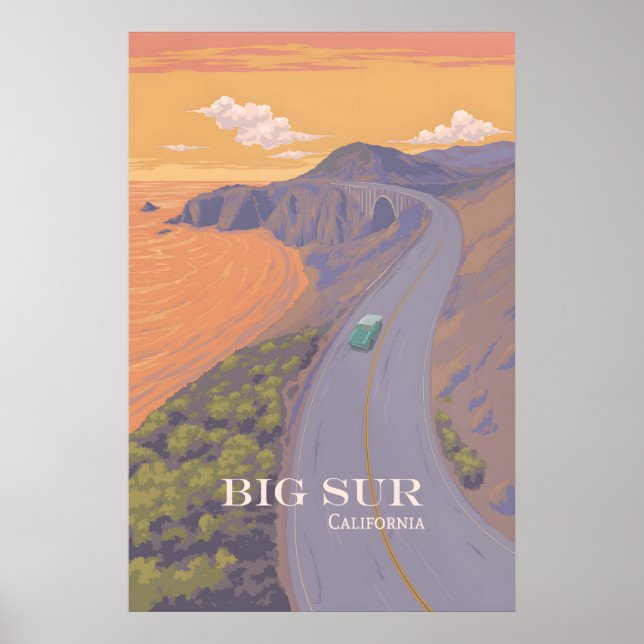 Póster de viaje de Big Sur California (Frente)