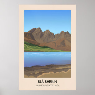 Póster de viaje de Bla Bheinn Munros de Escocia