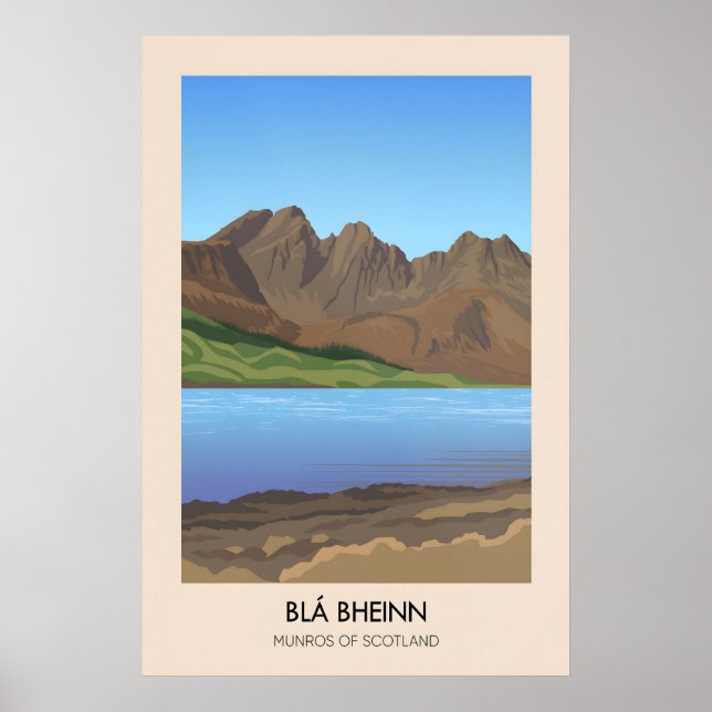 Póster de viaje de Bla Bheinn Munros de Escocia (Frente)