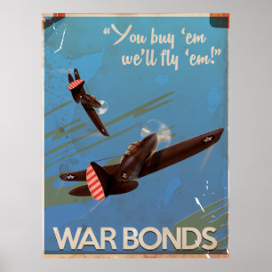 Póster de viaje de bonos de guerra de la Segunda G