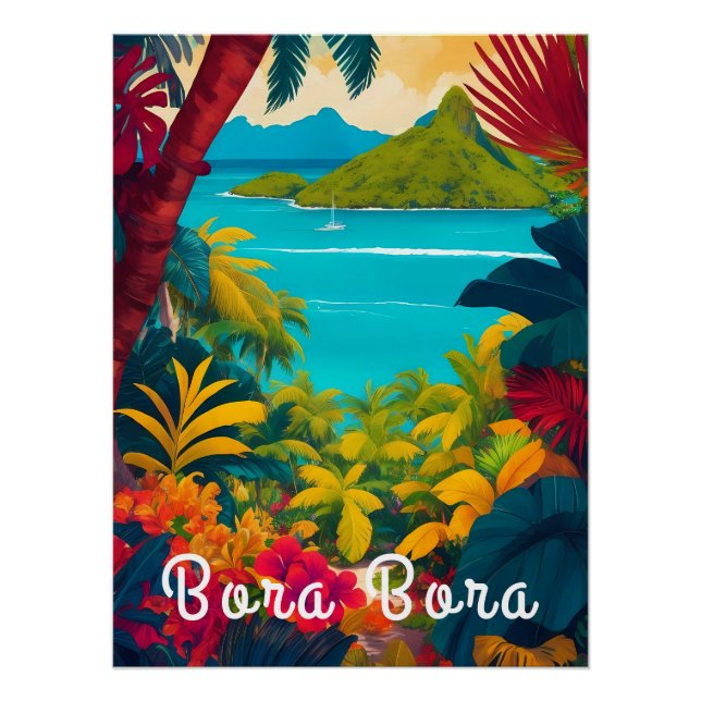 Póster de viaje de Bora Bora Polinesia (Anverso)