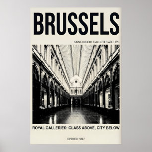 Póster de viaje de Bruselas, Glass Arcade, Vintage