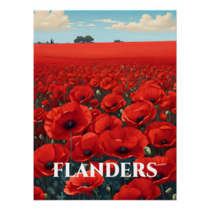 Póster de viaje de campos de amapolas de Flandes B
