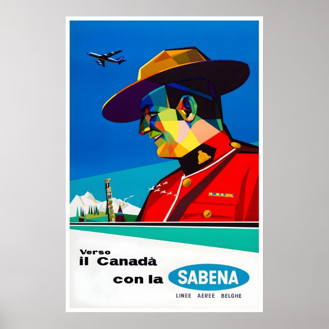 Póster de viaje de Canadá Arte de la aerolínea Sab (Frente)