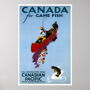 Póster de viaje de Canadá Arte de pesca Impresión 