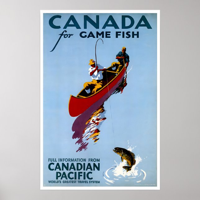 Póster de viaje de Canadá Arte de pesca Impresión  (Frente)