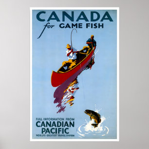 Póster de viaje de Canadá Arte de pesca Prin retro