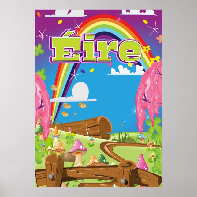 Póster de viaje de caricatura de Éire. (Frente)