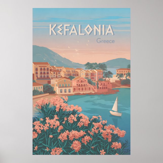 Póster de viaje de Cefalonia Grecia (Frente)
