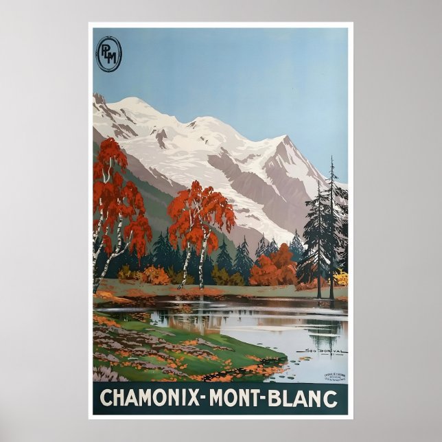 Póster de viaje de Chamonix Mont Blanc Francia Art (Frente)