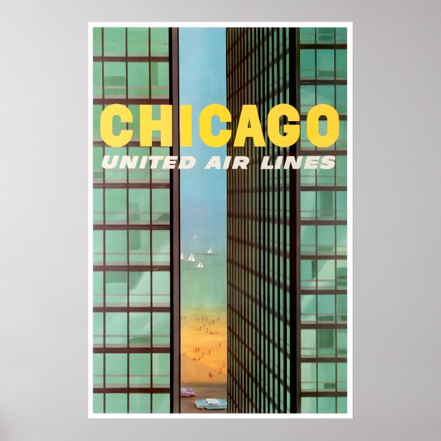 Póster de viaje de Chicago Art Illinois Print Unit (Frente)