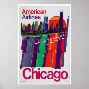 Póster de viaje de Chicago Arte americano Illinois