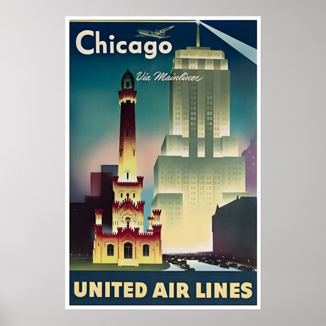 Póster de viaje de Chicago Arte de impresión de ci (Frente)