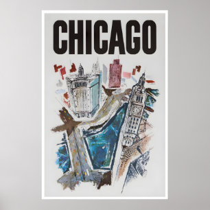 Póster de viaje de Chicago Arte de la ciudad de Il