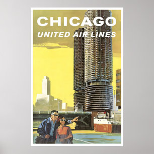 Póster de viaje de Chicago Illinois Imprimir Estad