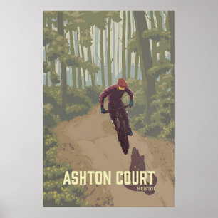 Póster de viaje de ciclismo de montaña de Ashton C