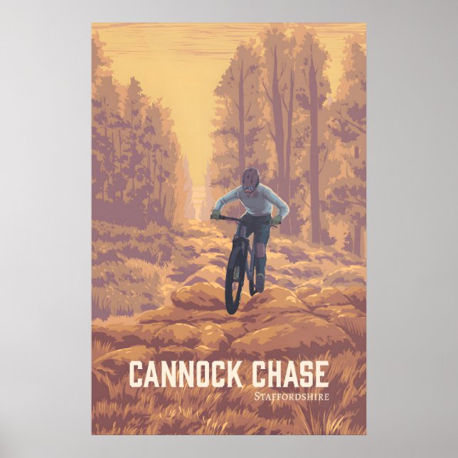 Póster de viaje de ciclismo de montaña de Cannock  (Frente)