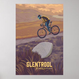 Póster de viaje de ciclismo de montaña de Glentroo