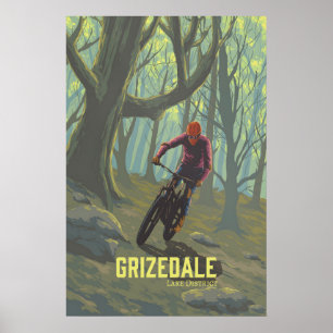 Póster de viaje de ciclismo de montaña de Grizedal