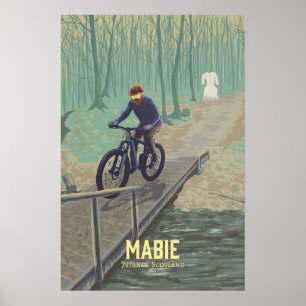 Póster de viaje de ciclismo de montaña de Mabie