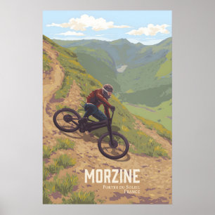 Póster de viaje de ciclismo de montaña de Morzine