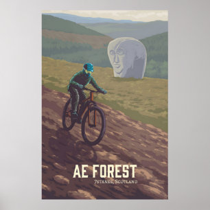 Póster de viaje de ciclismo de montaña en Ae Fores