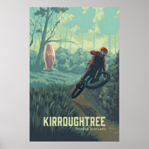 Póster de viaje de ciclismo de montaña Kirroughtre